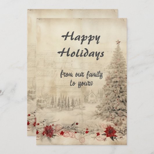 Retro Weihnachten Shabby Chic Schneeszene (Vorne/Hinten)