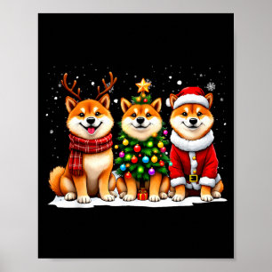Retro-Weihnachten Shiba Inu Santa Rentier Hundelie Poster