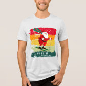 Retro Weihnachten Sonnenuntergang Skifahren Santa  Tri-Blend Shirt (Vorderseite)