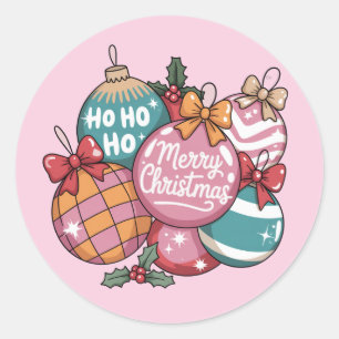 Retro-Weihnachten Trendige Vintage Ho Ho Ho Disco- Runder Aufkleber