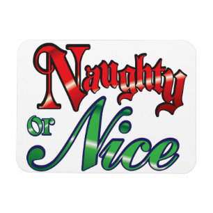 Retro-Weihnachten, Unartig oder Artig rote grüne B Magnet