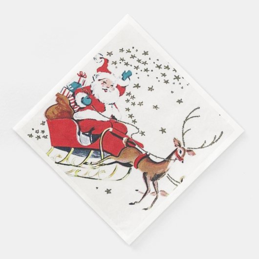 Retro Weihnachten und Schlitten Party Serviette (Ecke)