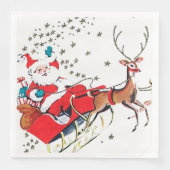Retro Weihnachten und Schlitten Party Serviette (Vorderseite)