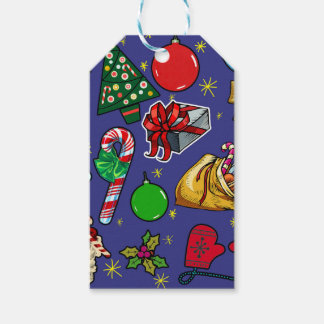 Retro Weihnachten Vintag farbenfroh blau grün Geschenkanhänger