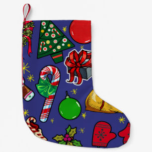 Retro Weihnachten Vintag farbenfroh blau grün Kleiner Weihnachtsstrumpf