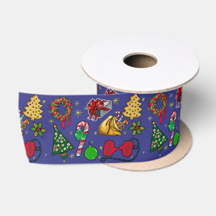 Retro Weihnachten Vintag farbenfroh blau grün Satinband