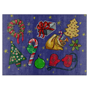 Retro Weihnachten Vintag farbenfroh blau grün Schneidebrett