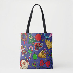 Retro Weihnachten Vintag farbenfroh blau grün Tasche