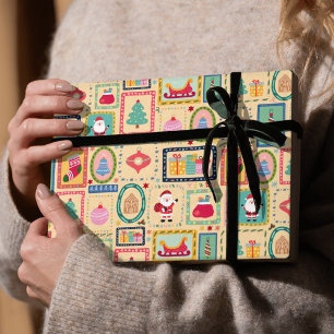 Retro-Weihnachten Vintage-Collage-Festtage Geschenkpapier
