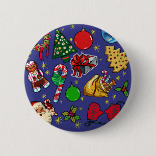 Retro-Weihnachten Vintage Farbige Blau Rot Grün Button