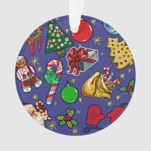 Retro-Weihnachten Vintage Farbige Blau Rot Grün Ornament