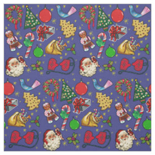 Retro-Weihnachten Vintage Farbige Blau Rot Grün Stoff