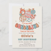 Retro Weihnachten Weihnachten Erster Geburtstag Einladung (Vorderseite)