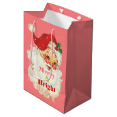 Retro Weihnachten Weihnachten Merry & Bright Mittlere Geschenktüte (Vorderseite Schrägansicht)