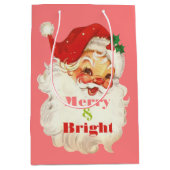 Retro Weihnachten Weihnachten Merry & Bright Mittlere Geschenktüte (Vorderseite)