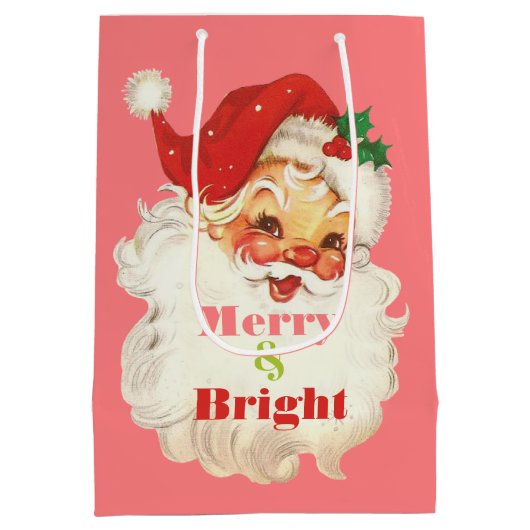 Retro Weihnachten Weihnachten Merry & Bright Mittlere Geschenktüte (Rückseite)