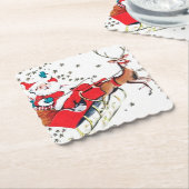 Retro Weihnachten Weihnachten und Schlitten Untersetzer (angewinkelt)