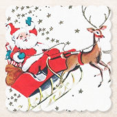 Retro Weihnachten Weihnachten und Schlitten Untersetzer (Vorderseite)