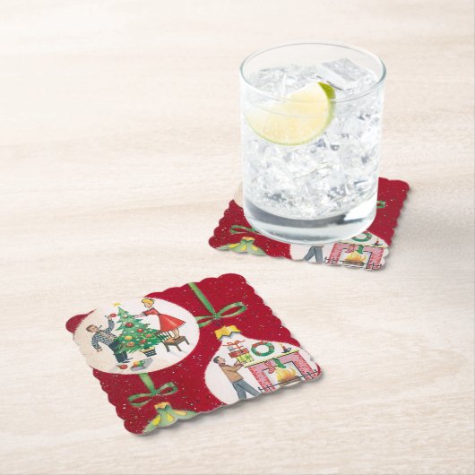 Retro Weihnachten Weihnachten Untersetzer (Vor Ort)