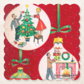 Retro Weihnachten Weihnachten Untersetzer (Vorderseite)