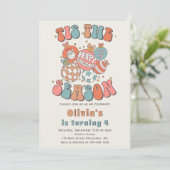 Retro Weihnachten Weihnachtsfeiertag Geburtstag Einladung (Stehend Vorderseite)