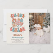 Retro Weihnachten Weihnachtsfeiertag Geburtstag Fo Einladung (Vorderseite)