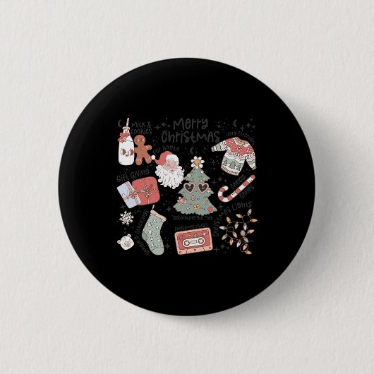 Retro Weihnachten Weihnachtsmann Cookie Ugly Weihn Button (Vorderseite)