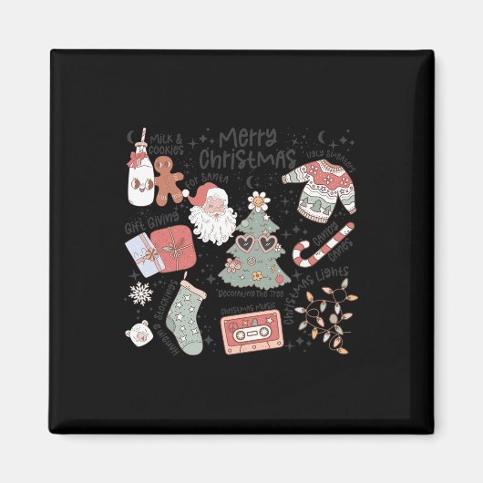 Retro Weihnachten Weihnachtsmann Cookie Ugly Weihn Magnet (Vorne)