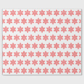 Retro Weihnachten Weiße und Rote Schneeflocken Vin Geschenkpapier (Flach)