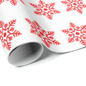 Retro Weihnachten Weiße und Rote Schneeflocken Vin Geschenkpapier (Rolleneckpunkt)