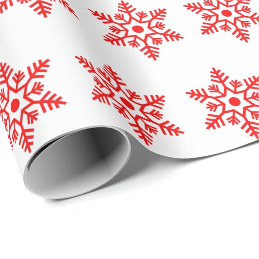 Retro Weihnachten Weiße und Rote Schneeflocken Vin Geschenkpapier (Rolleneckpunkt)
