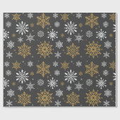 Retro Weihnachten Weißer und Goldschneeflocken Vin Geschenkpapier (Flach)