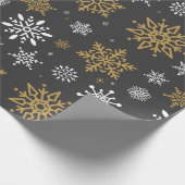 Retro Weihnachten Weißer und Goldschneeflocken Vin Geschenkpapier (Ecke)
