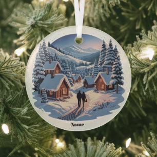 Retro-Weihnachten Winterdorf Sweatshirt   90er Vi Ornament Aus Glas