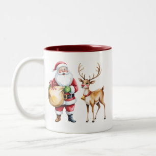 Retro Weihnachten Xmas Rentiere Vintage Urlaub Zweifarbige Tasse