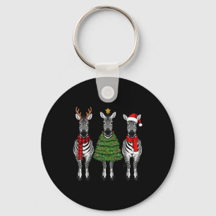 Retro-Weihnachten-Zebra-Santa-Rentier-Safari-Tier Schlüsselanhänger
