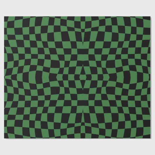 Retro Weihnachts 70er grün schachbrett Muster Geschenkpapier (Flach)