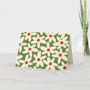 Retro-Weihnachts-Blumen-Daisy-Muster  Karte