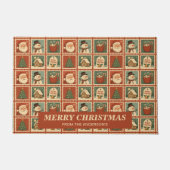 Retro Weihnachts-Briefmarke Collage Personalisiert Fußmatte (Vorderseite)