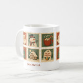 Retro Weihnachts-Briefmarke Collage Personalisiert Kaffeetasse (Vorderseite Links)