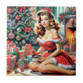 Retro Weihnachts-Button auf Fliese (Vorderseite)