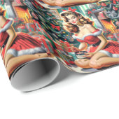 Retro Weihnachts-Button auf Geschenkpapier (Rolleneckpunkt)