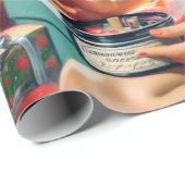 Retro Weihnachts-Button auf Geschenkpapier (Rolleneckpunkt)