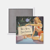 Retro Weihnachts-Button auf Magnet (Vorderseite/Rückseite)