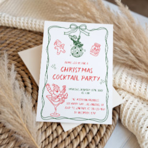 Retro-Weihnachts-Cocktailparty im Vintage-Stil Einladung