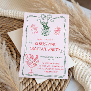 Retro-Weihnachts-Cocktailparty im Vintage-Stil Einladung