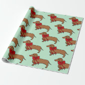 Retro Weihnachts-Dackel Dog Wrapping Paper Geschenkpapier (Ungerollt)