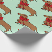 Retro Weihnachts-Dackel Dog Wrapping Paper Geschenkpapier (Ecke)