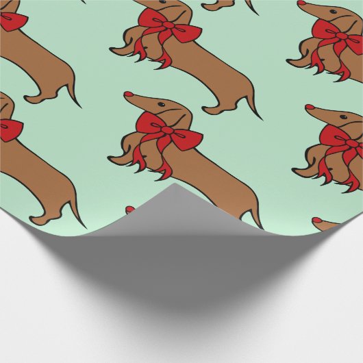 Retro Weihnachts-Dackel Dog Wrapping Paper Geschenkpapier (Ecke)