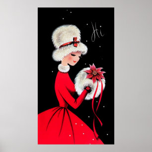 Retro Weihnachts-Dame Holiday Poster